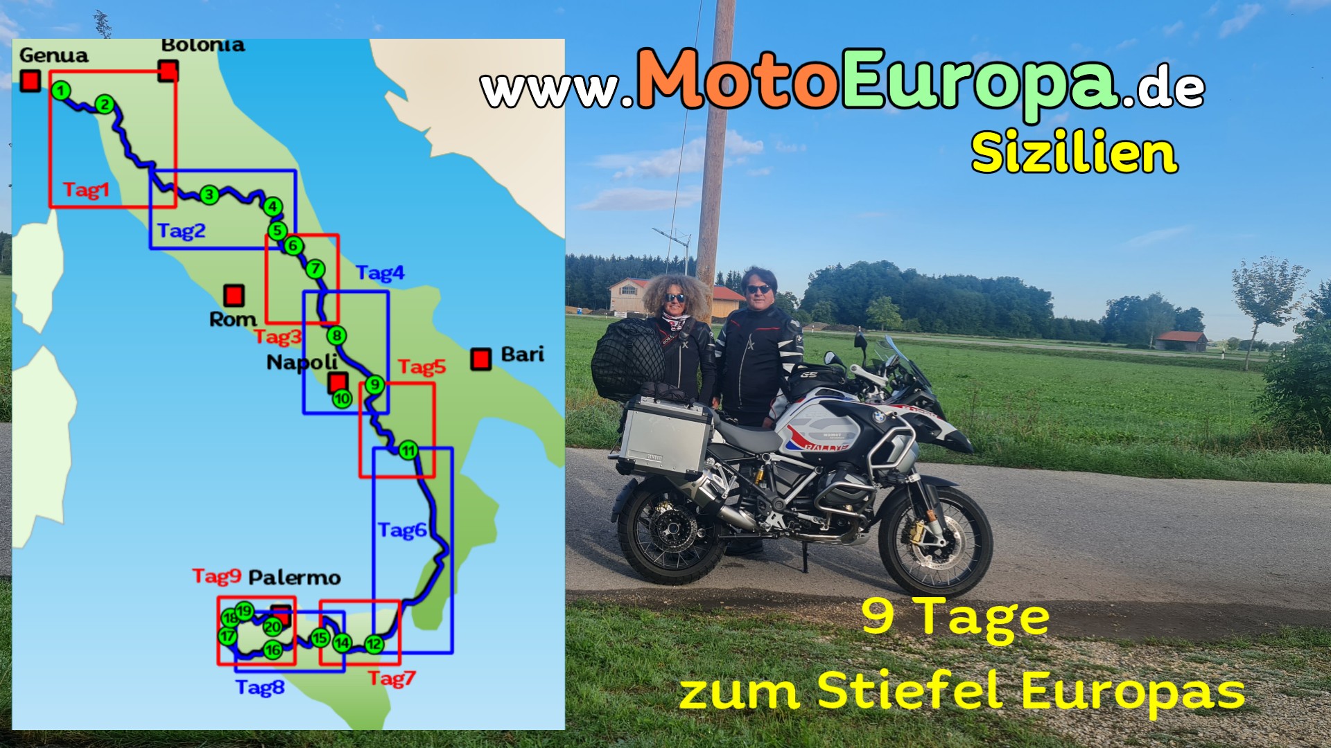 Video Motorradtour durch Italien zum Stiefel Europas (Sizilien)