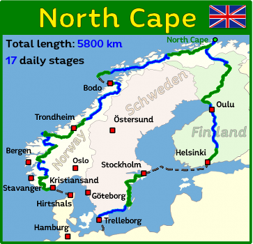 Motorcycle tour to the North Cape (Norway, Sweden and Finland)