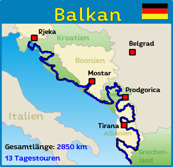 Motorradtour durch den Balkan -Kroatien - Bosnien - Montenegro - Albanien - Griechenland Motorradtour durch den Balkan -Kroatien - Bosnien - Montenegro - Albanien - Griechenland