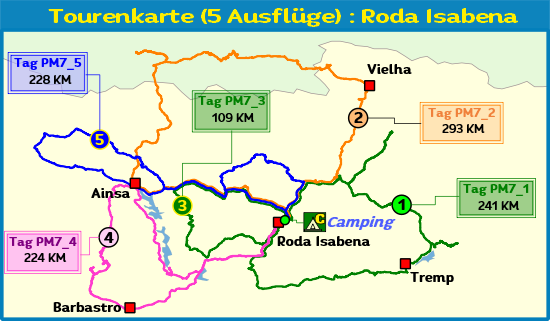 Tourenkarte 5 Motorradausflüge Roda Isabena